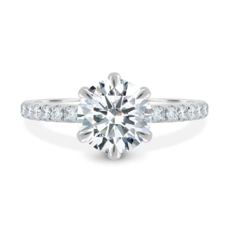 Alexandria – 6 Claw Pavé Round Solitaire