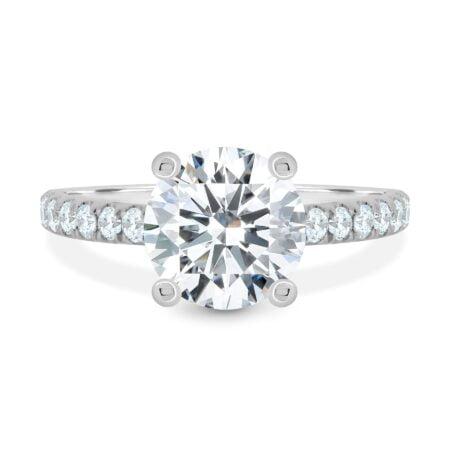 Charlie - 4 Claw Pavé Round Solitaire with Hidden Halo