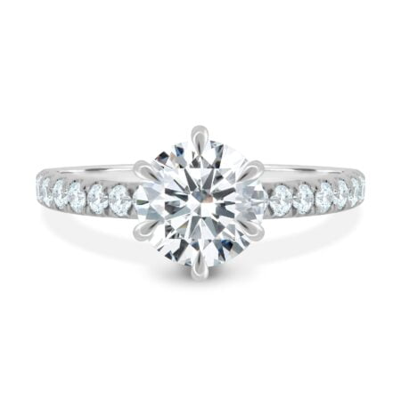 Amanda - 6 Claw Pavé Round Solitaire with Hidden Halo