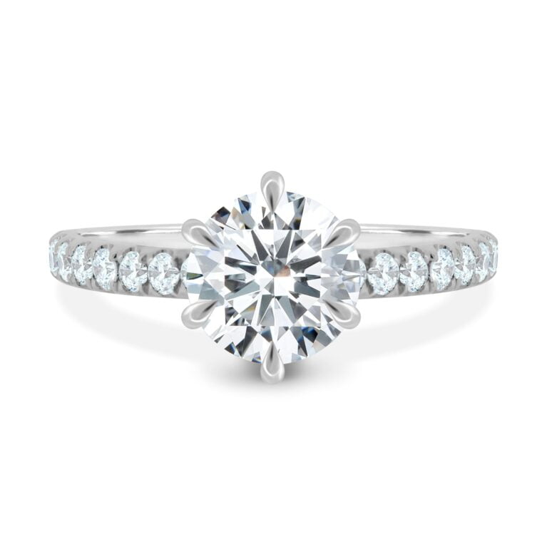 Amanda - 6 Claw Pavé Round Solitaire with Hidden Halo