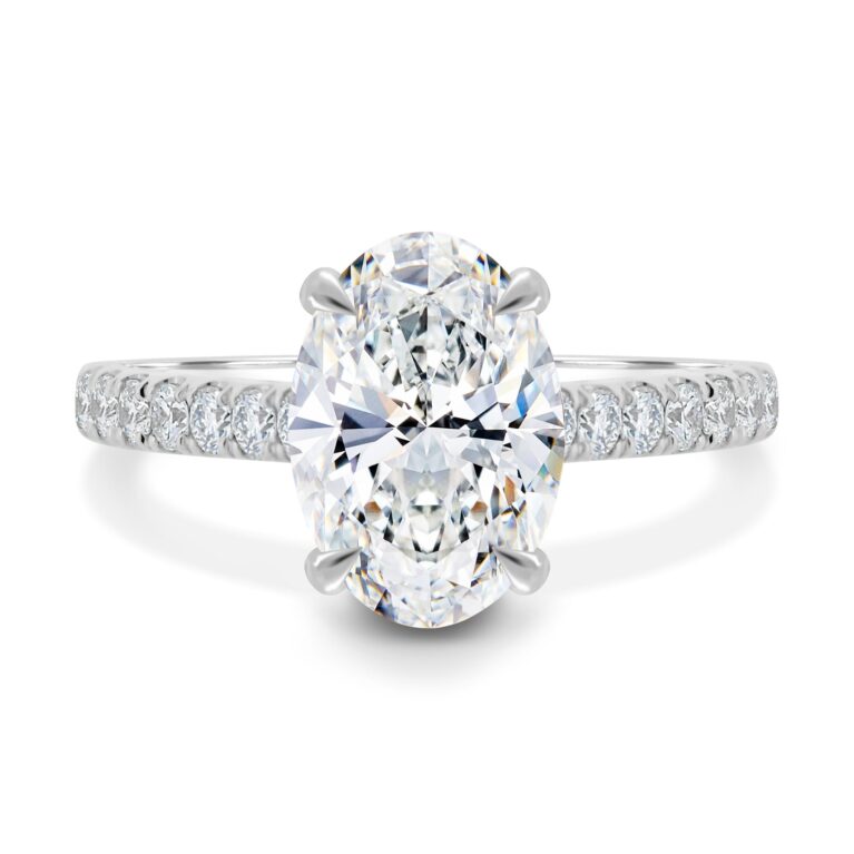 Julia – Oval Solitaire with Hidden Halo and Pavé