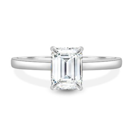 Jane - Emerald Solitaire with Hidden Halo and Cathedral Setting