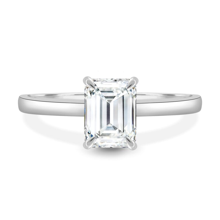 Jane - Emerald Solitaire with Hidden Halo and Cathedral Setting