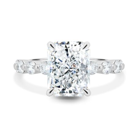 Josephine – Radiant Solitaire with Side Stones & Hidden Halo