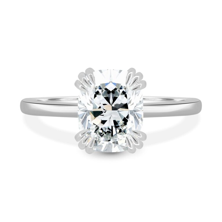 Helena – Elongated Cushion Solitaire with Triple-Split Claws