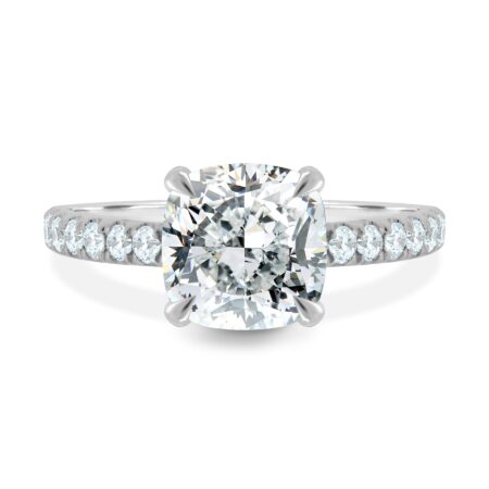 Claudia – Cushion Solitaire with Hidden Halo and Pavé