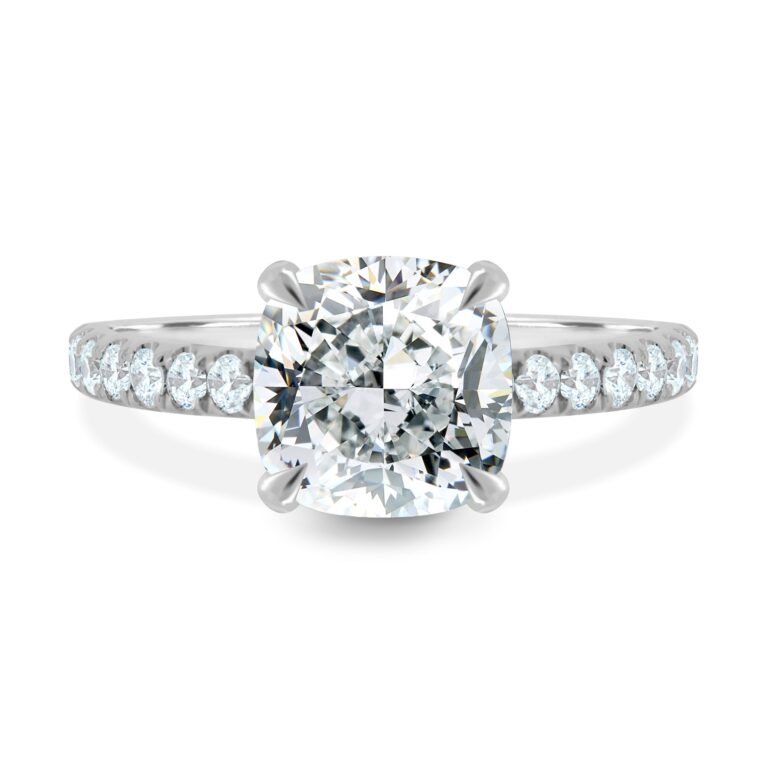 Claudia – Cushion Solitaire with Hidden Halo and Pavé