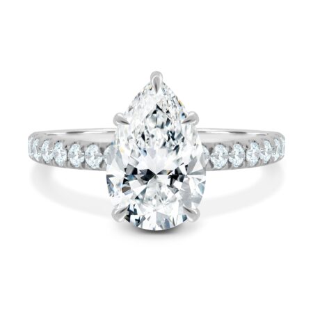 Brynlee - 5 Claw Pear Solitaire with 2/3 pave band