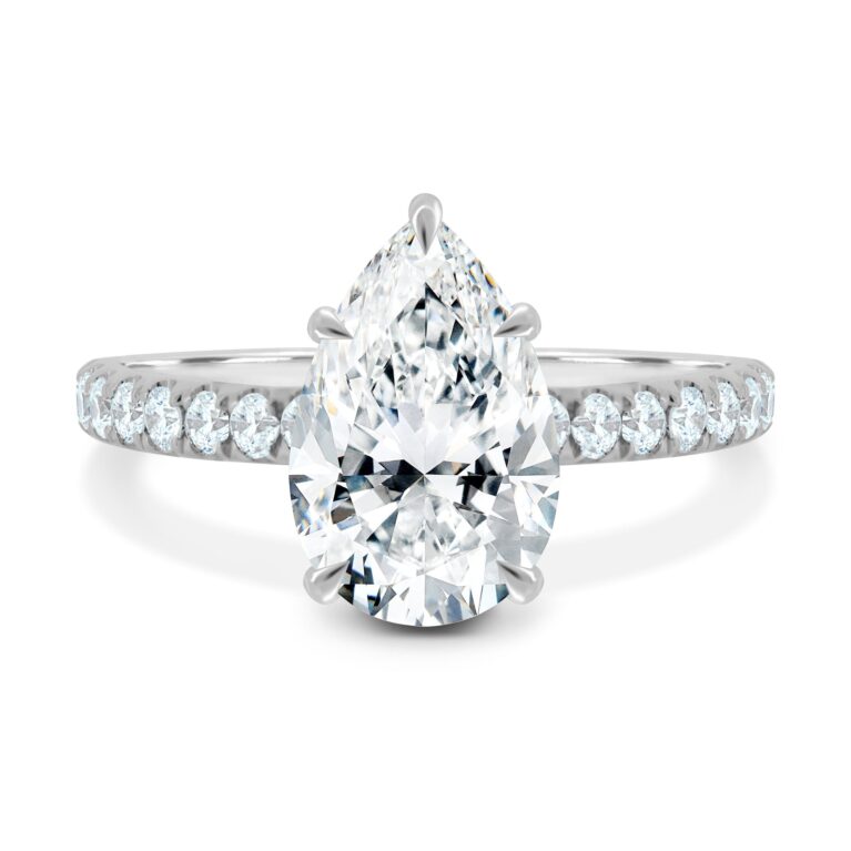 Brynlee - 5 Claw Pear Solitaire with 2/3 pave band