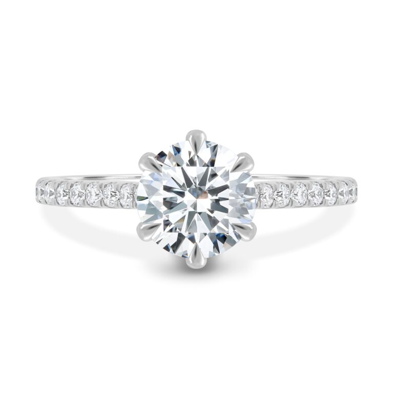 Briar – 6 Claw Pavé Cathedral Round Solitaire