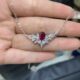 Cultured Oval Ruby with Moissanite Diamonds Irregular Shape Necklace