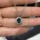 Cultured Oval Emerald with Moissanite Diamonds Necklace