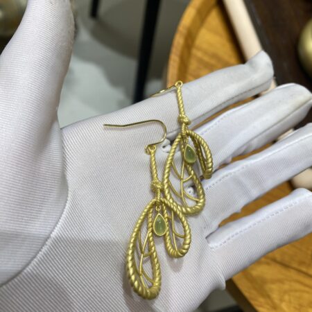 Brass Prehnite Earrings, Designer