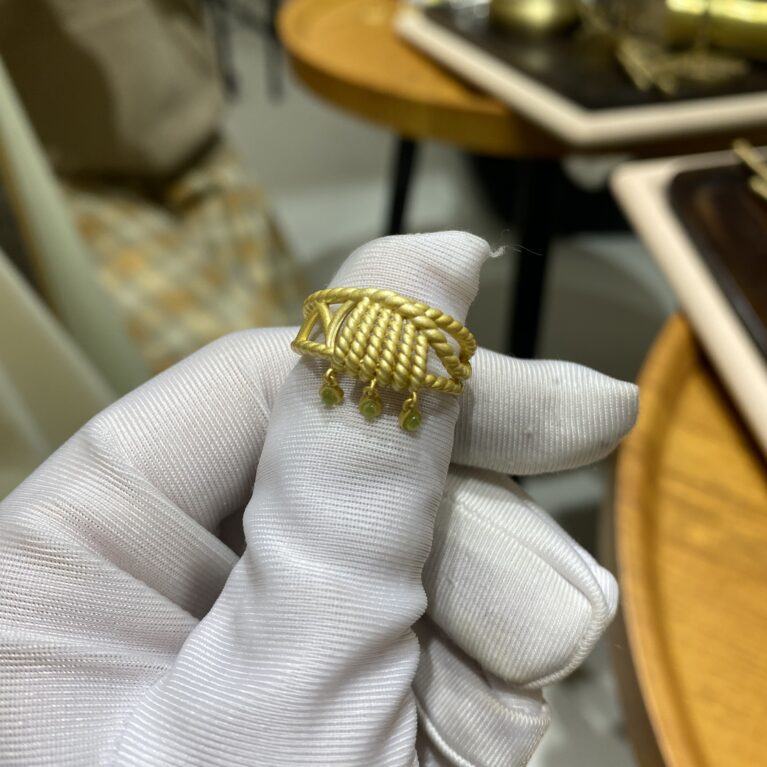 Brass Prehnite Ring 2