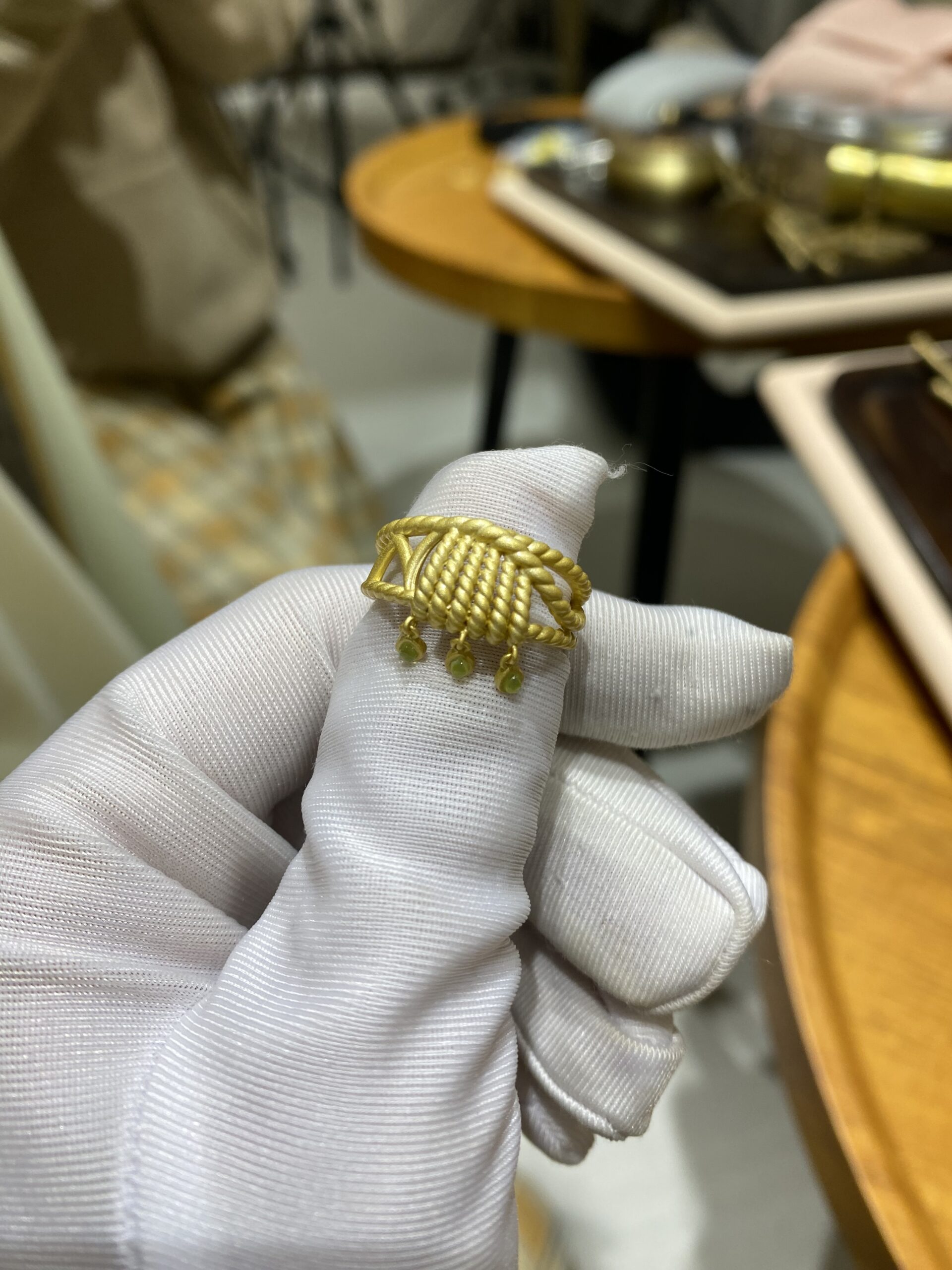 Brass Prehnite Ring 2