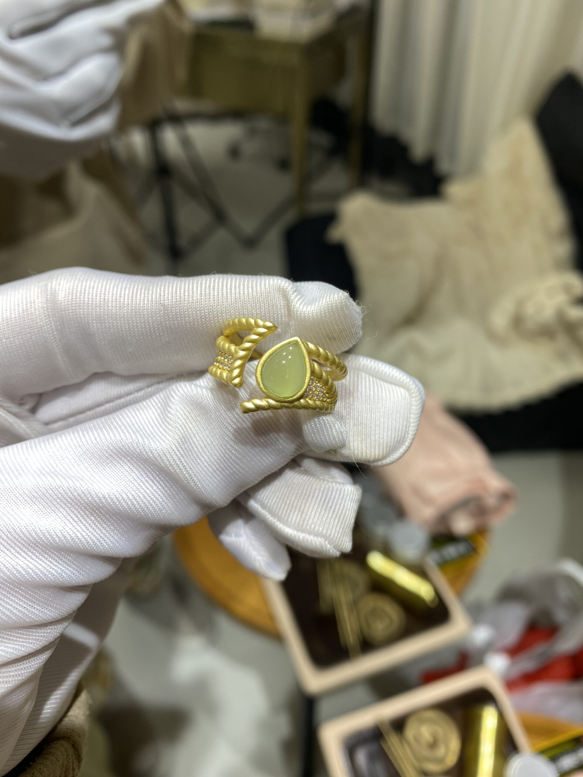 Brass Prehnite Ring 1