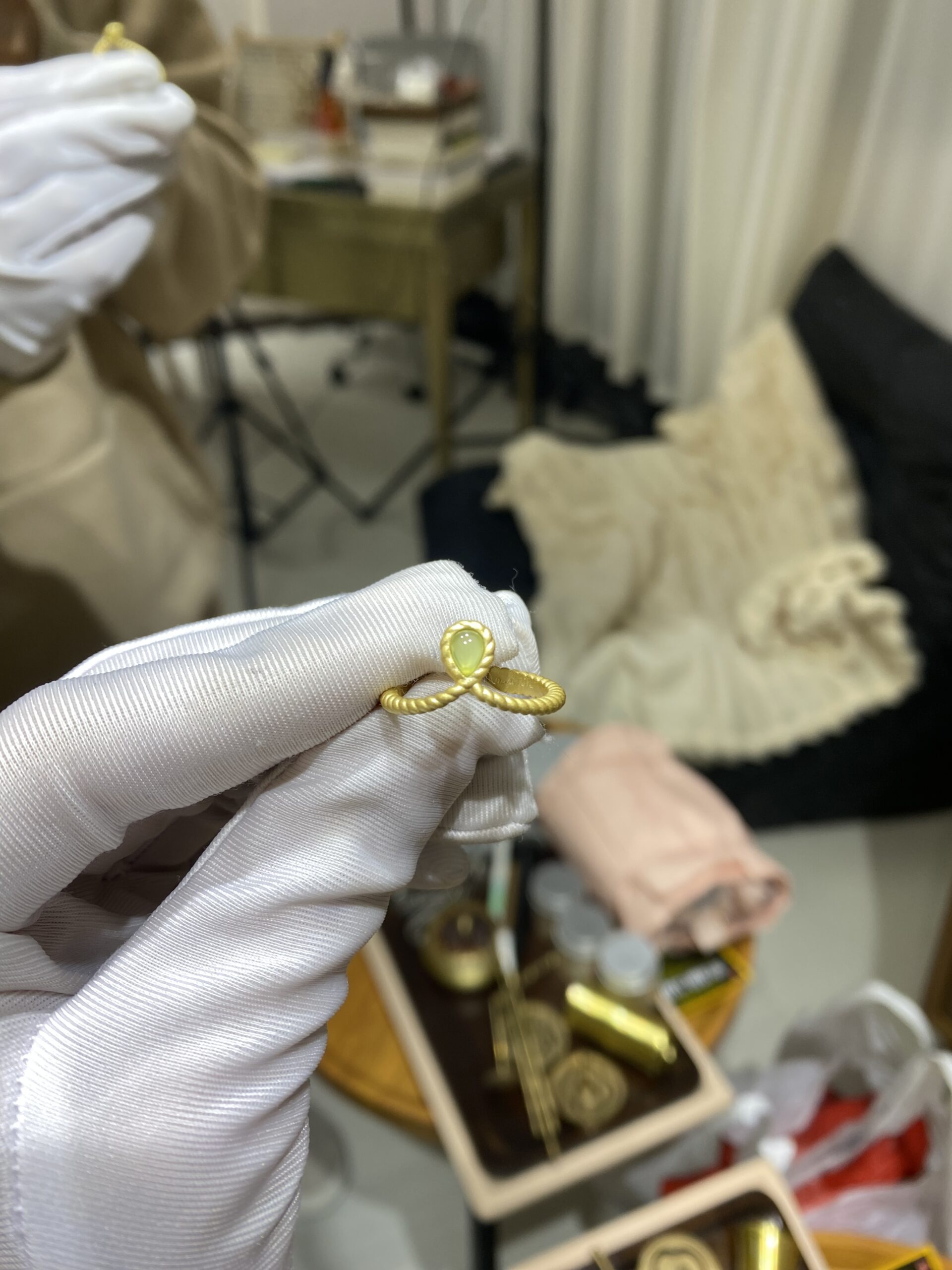 Brass Prehnite Ring 3